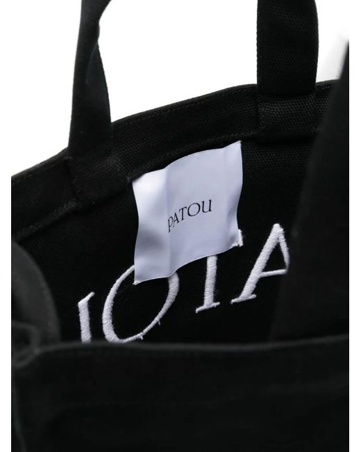 Patou Black Logo-Embroidered Tote Bag