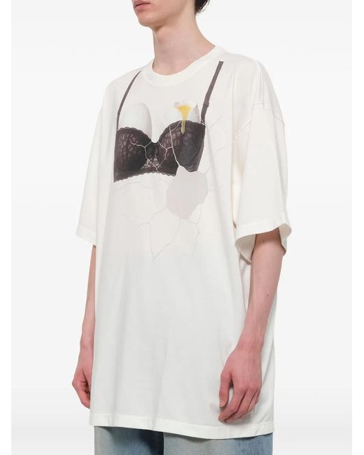 Doublet White Egg Bra Graphic-Print T-Shirt for men