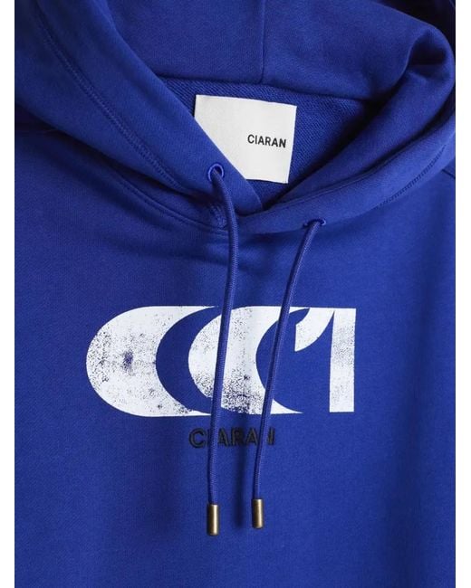 CIARAN Blue Cc1 Logo-Print Hoodie