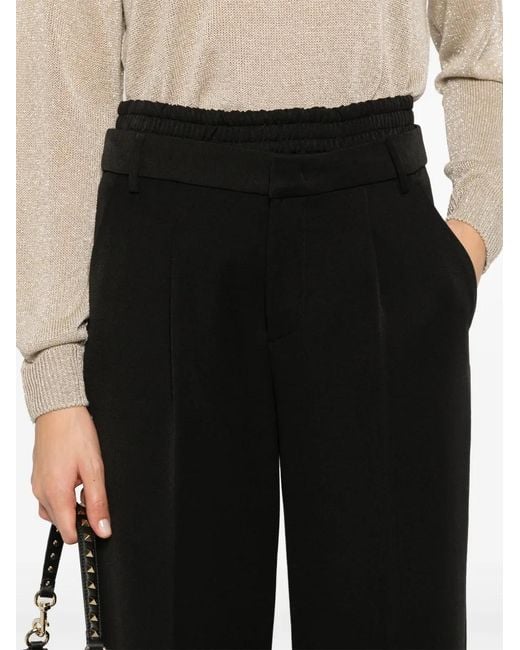 Liu Jo Black Layered-Effect Straight-Leg Trousers