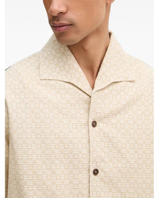 Drole de Monsieur Natural Geometric-Pattern Camp-Collar Shirt for men