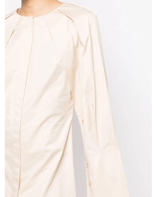 Goen.J Natural Long-Sleeve Mini Shirt Dress