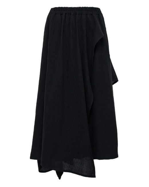 Y's Yohji Yamamoto Black Asymmetric Draped Trousers