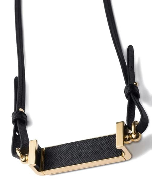 Prada Black Triangle-Logo Leather Smartphone Case