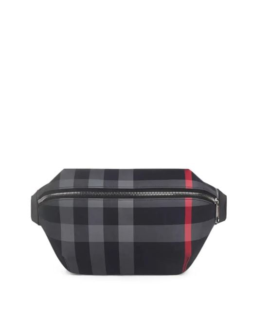 Burberry Gray Check-Pattern Belt Bag for men