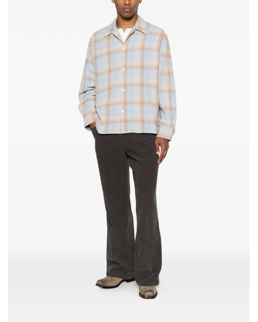 Second/Layer White Logan Ombre Checked Shirt for men