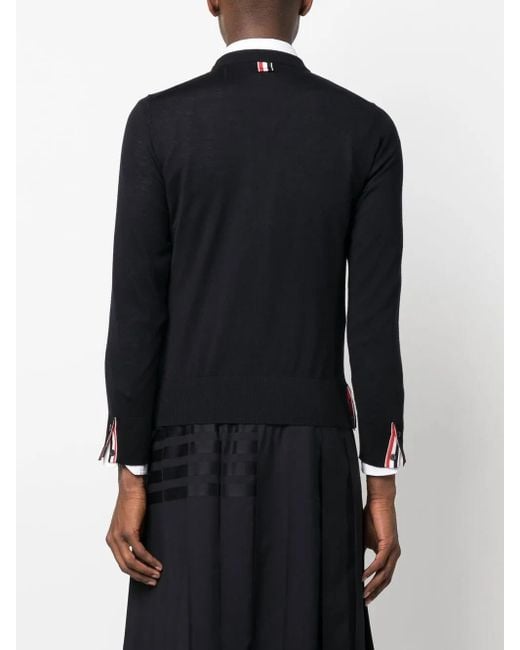 Thom Browne Black Wool Crewneck Jumper for men