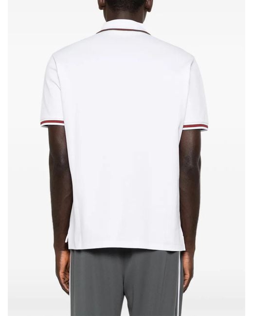 Gucci White Striped-Detail Polo Shirt for men