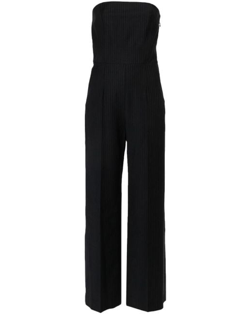 Ba&sh Black Phoebe Pinstriped Strapless Jumpsuit