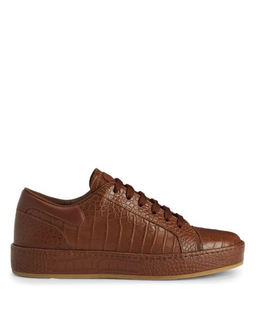 Giuseppe Zanotti Brown Gz City Crocodile-embossed Leather Sneakers for men