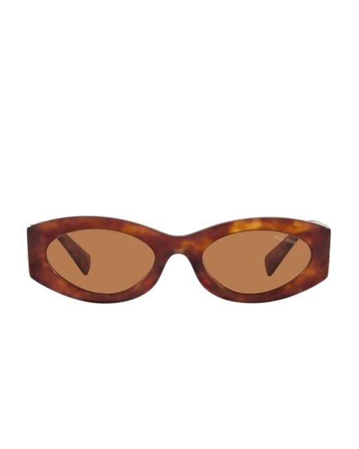 Miu Miu Brown Oval-Frame Sunglasses