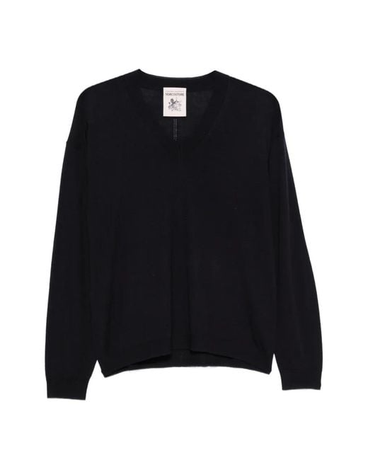 Semicouture Black V-Neck Wool Sweater