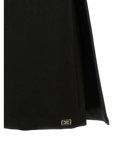 Elisabetta Franchi Black Duchess Satin Mini Dress