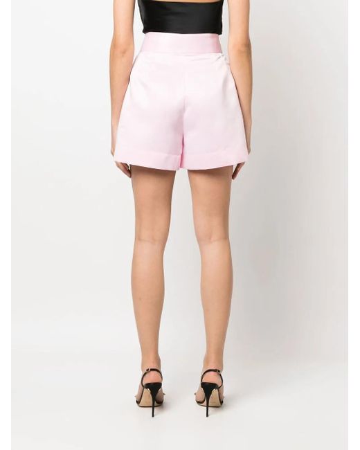 Styland Pink Satin-Finish Mini Shorts