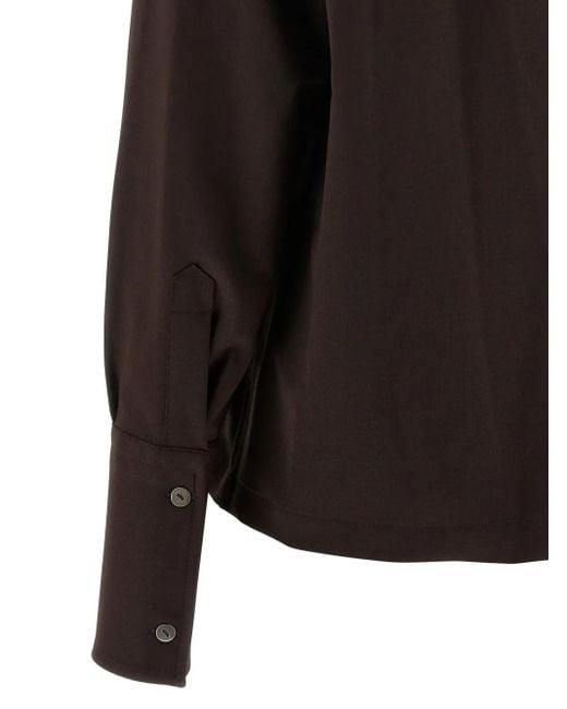 Thelatest Black Cuffed-Button Long Sleeves Shirt