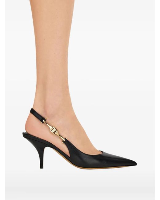 Ferragamo Black Slingback Leather Pumps