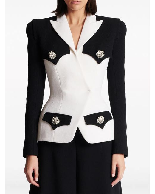 Balmain Black 4-Button Two-Tone Crepe Blazer