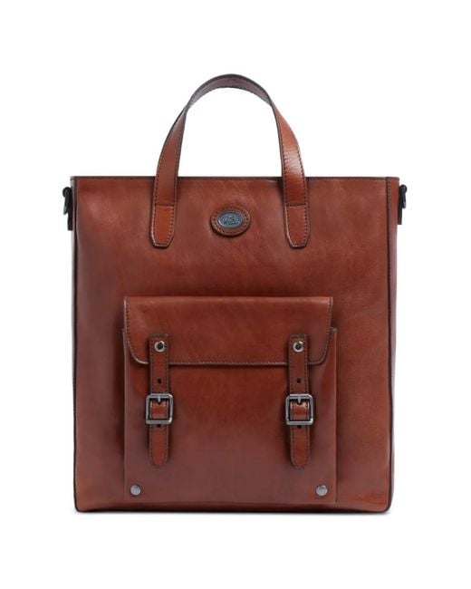 The Bridge Brown Buckle-Detail Leather Backpack for men