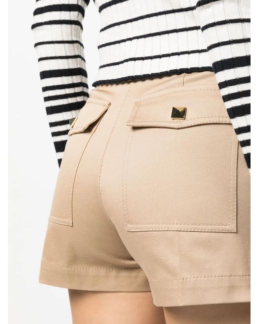 Valentino Garavani Natural Rockstud High-Waisted Shorts