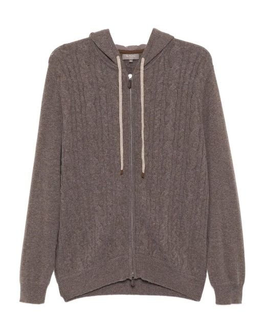 N.Peal Cashmere Hoodie mit Zopfmuster in Brown für Herren