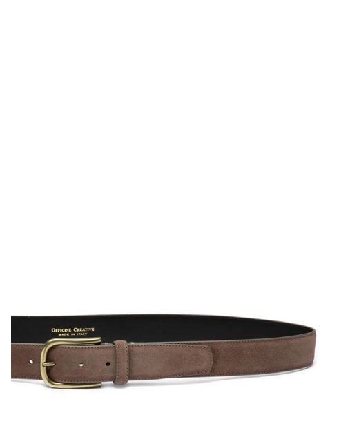 Officine Creative White Leather Buckle Belt for men