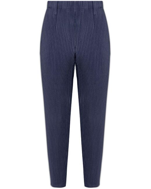 Homme Plissé Issey Miyake Blue Plissé Tapered Trousers for men