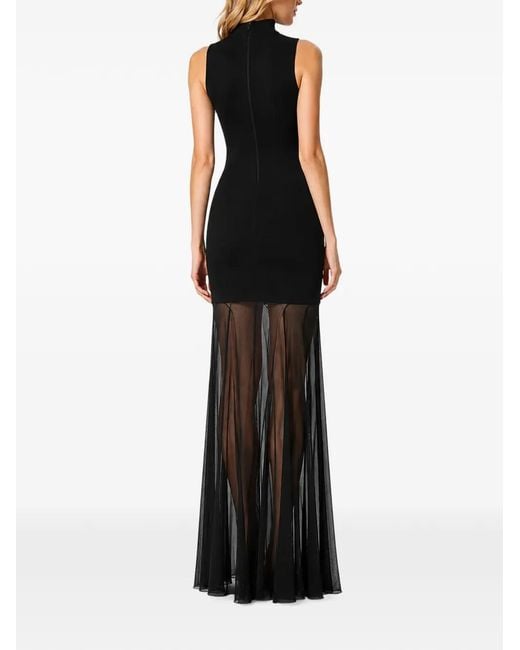 Hamza Black Sardinia Mesh-Panel Maxi Dress