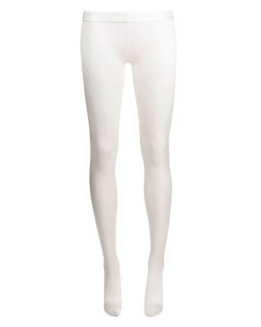 Wolford X Sergio Rossi Opaque Satin-effect Tights in White | Lyst