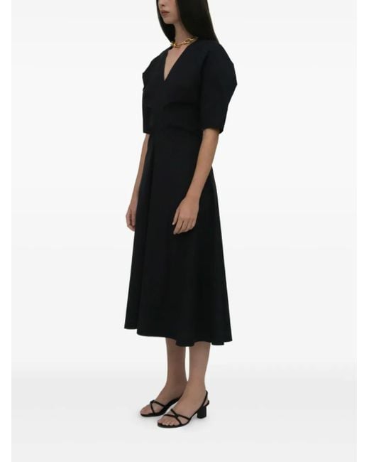 Abito Midi Con Arricciatura di Rosetta Getty in Black