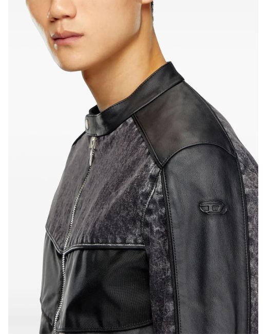 DIESEL Black L-Leopol Panelled Jacket for men