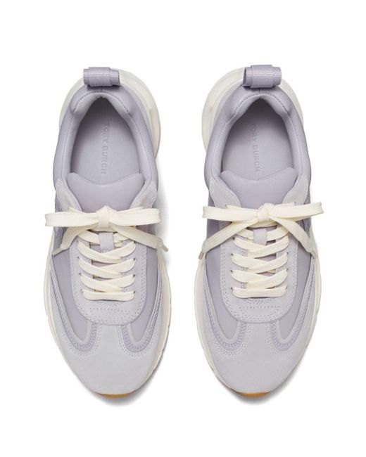 Tory Burch White Logo-embossed Leather Sneakers