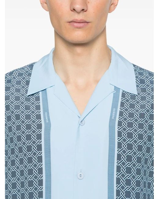 メンズ Sandro ショートスリーブ シャツ Blue