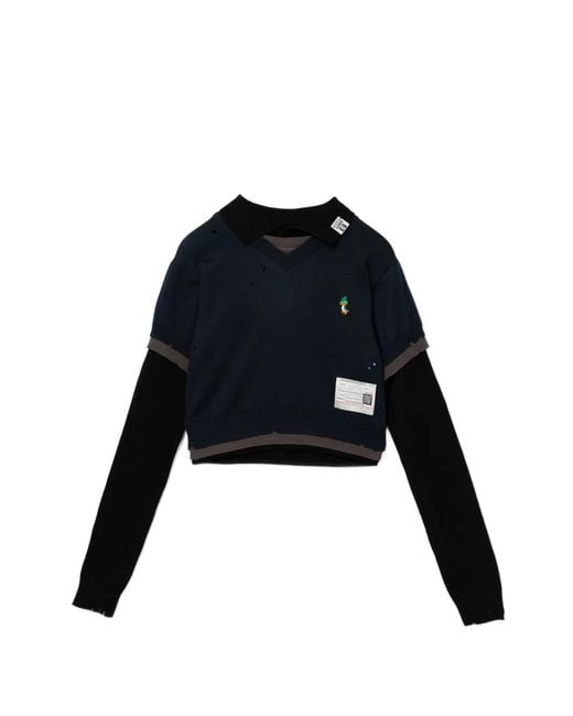 Maison Mihara Yasuhiro Black Pullover Im Layering-Look