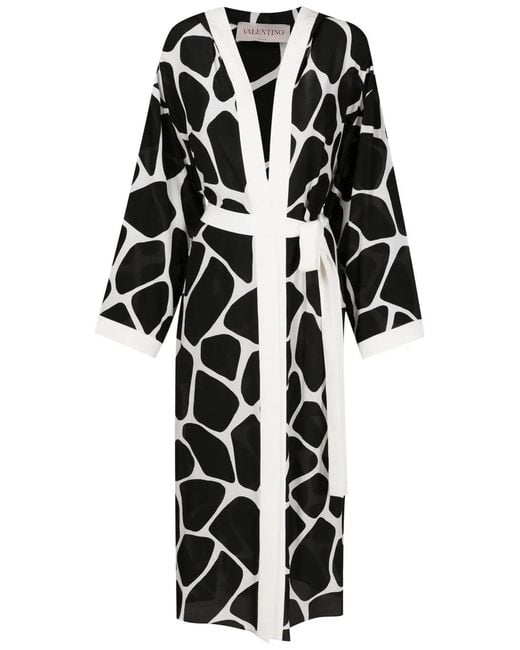 Valentino Garavani Black Animal-Print Silk Cover-Up