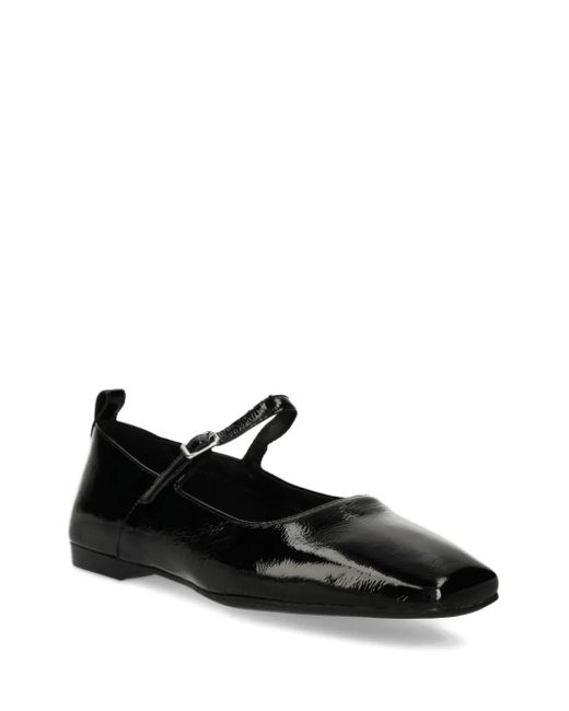 Vagabond Black Delia Patent-Leather Buckled Ballet Flats