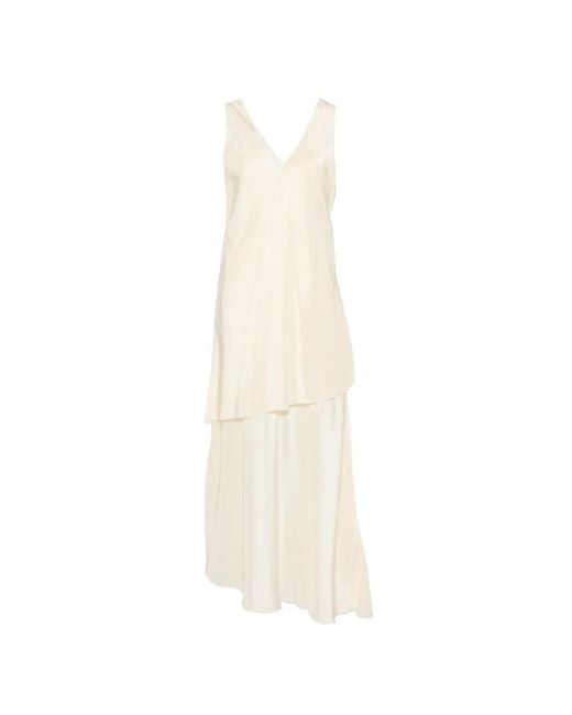 Barena White Nova Pura Double-Layer Midi Dress