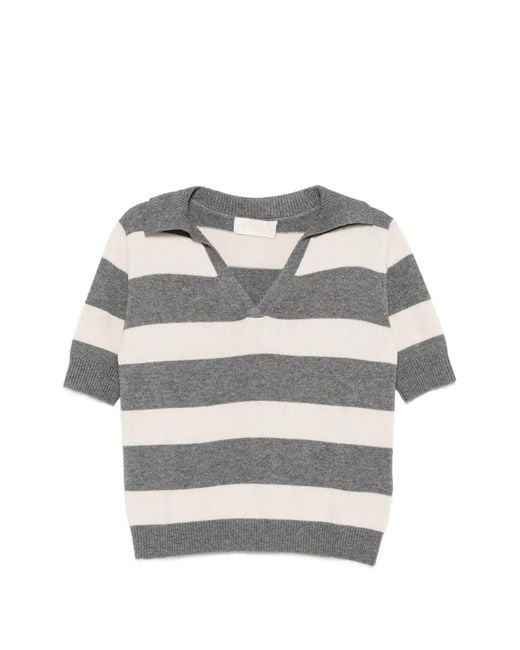 iBlues Gestreepte Polotop in het Gray