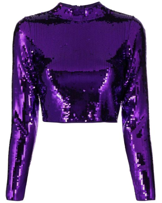 Sandro Purple Sequinned Cropped Top