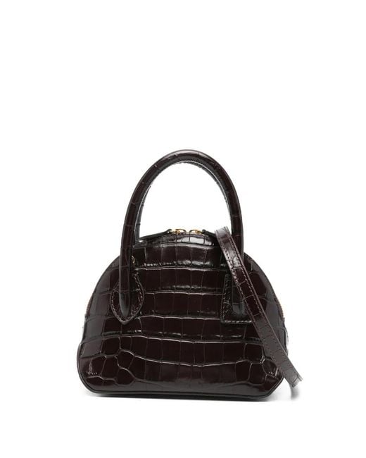 Liffner Black Dome Croc-Embossing Mini Bag