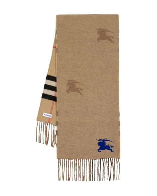 Burberry Natural Knight-Logo Fringe Scarf