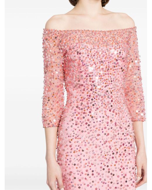 Jenny Packham Pink Lantana Sequin-Embellished Gown