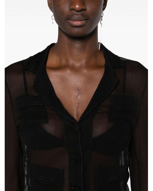 Blusa plisada de seda N°21 de color Black