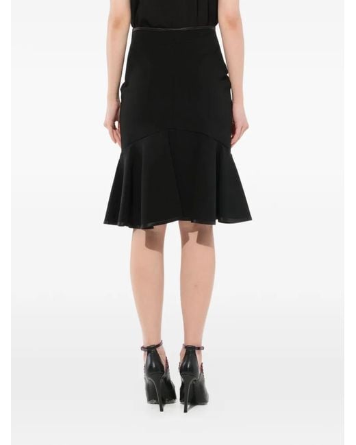 Givenchy Black Ruffled Satin-Trim Skirt