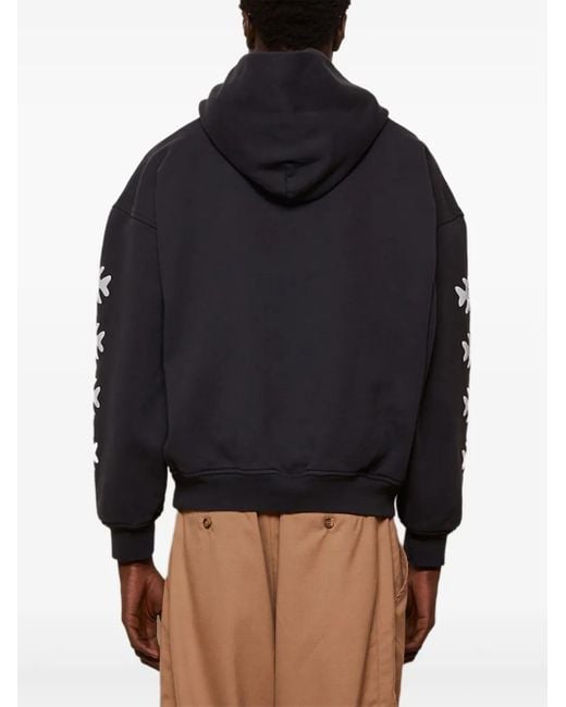 Rhude Blue Relaxed-Fit Graphic Hooded Sweatshirt for men