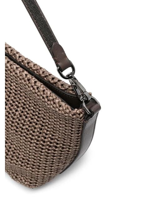 Brunello Cucinelli Brown Raffia-Effect Shoulder Bag