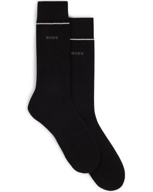 Boss Black Intarsia-Knit Logo Socks for men