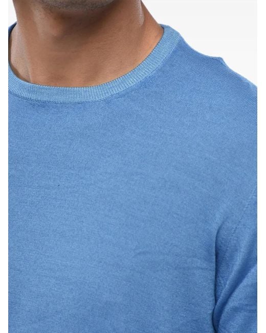 Corneliani Blue Virgin Wool Crew-Neck Sweater for men