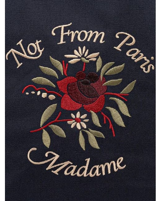 Drole de Monsieur Blue Floral-Embroidered Tote Bag