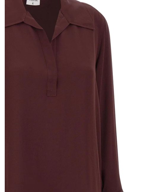 Filippa K ボタンカフス Vネックブラウス Purple