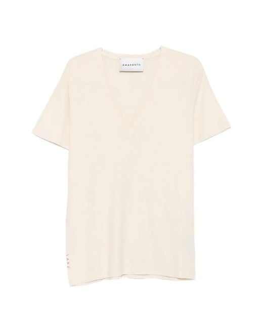 Amaranto White V-Neck T-Shirt for men